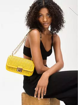Сумка Michael Kors Tribeca Small Hand-Woven Leather Shoulder, желтый