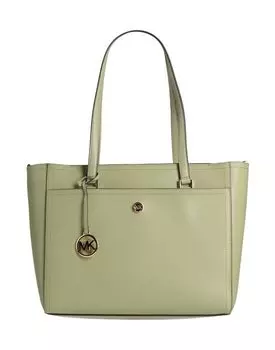 Сумка шоппер MICHAEL MICHAEL KORS кожаная с монограммой, светло-зеленый