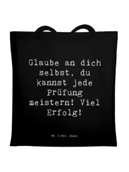 Сумка Mr. & Mrs. Panda Tragetasche Spruch Prfungen bestehen mit Spruch, черный