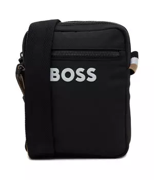 Сумка мужская Boss Catch_3.0 через плечо текстильная с логотипом бренда, черный