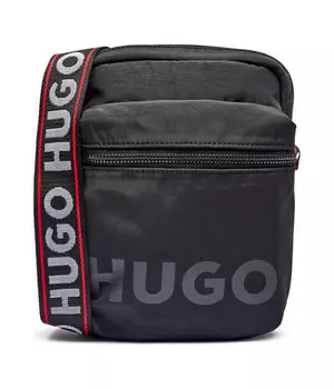 Сумка мужская Hugo кросс-боди текстильная с логотипом бренда, черный