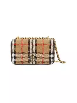 Сумка на плечо Mini Lola в клетку из букле Burberry, бежевый