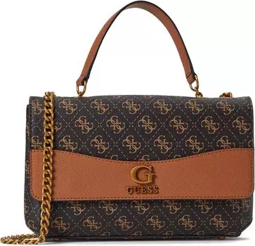 Сумка Nell Logo Convertible Crossbody Flap GUESS, цвет Brown Logo/Cognac