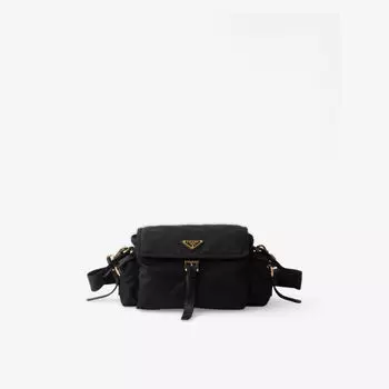 Сумка плетеная Prada через плечо, черный
