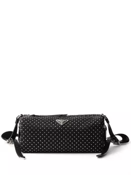 Сумка Prada из ре-нейлона с заклепками, черный