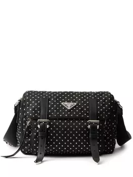 Сумка Prada из ре-нейлона с заклепками, черный