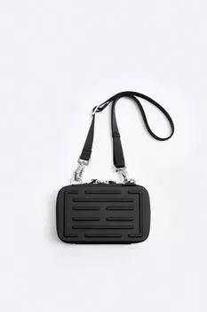 Сумка rigid minaudire crossbody ZARA, черный