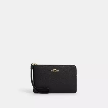 Сумка-ристлет COACH Corner Zip Wristlet, золотой/черный