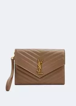 Сумка SAINT LAURENT Cassandre matelass flap pouch, коричневый