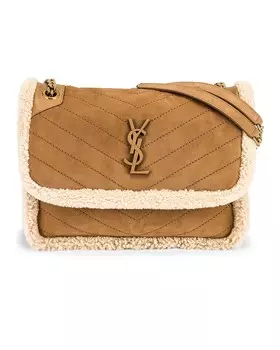 Сумка Saint Laurent Medium Niki Chain, цвет Ivory & Natural Tan