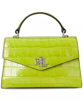 Сумка-сатчел Farrah Small из кожи с тиснением под крокодила Lauren Ralph Lauren, зеленый