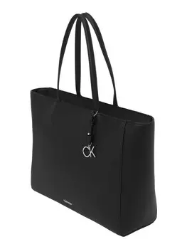 Сумка-шоппер Calvin Klein текстильная с брелком-монограммой, черный
