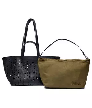 Сумка шоппер Desigual Bloomer 2 в 1, черный/зеленый
