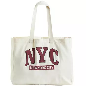 Сумка-шоппер H&amp;M NYC Printed Canvas, кремовый
