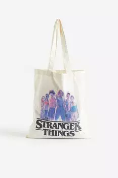 Сумка-шоппер H&M Stranger Things Printed Canvas, белый