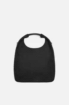 Сумка-шоппер из ткани ZARA, черный
