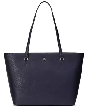 Сумка-шоппер Karly среднего размера из кожи Crosshatch Lauren Ralph Lauren, синий