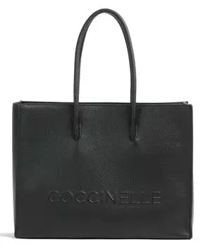 Сумка-шоппер Myrtha Maxi Logo из зерненой кожи Coccinelle, черный