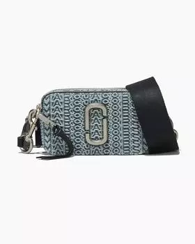 Сумка The Washed Monogram Denim Snapshot Marc Jacobs, цвет Sun Faded Denim