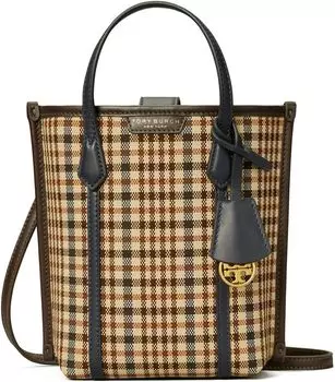 Сумка Tory Burch Perry Plaid Mini N/S Tote, разноцветный