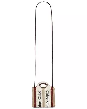 Сумка-тоут Chloe Woody Nano, цвет White & Brown