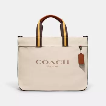Сумка тоут COACH Canvas Tote, цвет Black Copper/Dark Natural