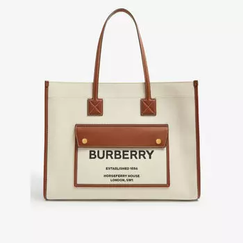 Сумка-тоут Freya с принтом Burberry, цвет natural/tan