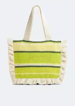 Сумка-тоут Ganni Crochet Frill, зеленый