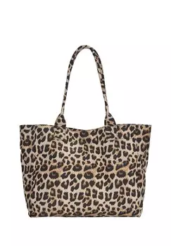 Сумка-тоут LEOPARD PRINT SHOPPER PULL&BEAR, цвет Mottled Dark Brown