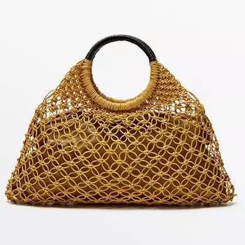 Сумка-тоут Massimo Dutti Tubular Braided, зеленый