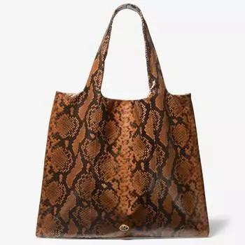 Сумка-тоут Michael Kors Monogramme Python Embossed Leather, каштановый