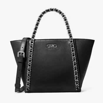 Сумка-тоут Michael Michael Kors Westley Small Pebbled Leather Chain-Link, черный