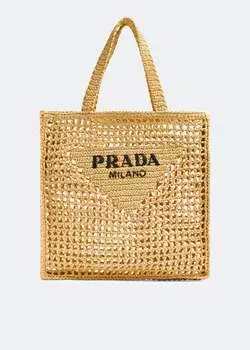 Сумка-тоут Prada Raffia, бежевый