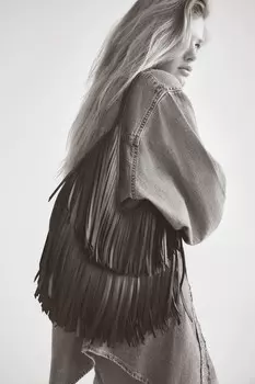 Сумка-тоут с бахромой ZARA, черный