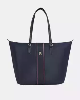 Сумка-тоут с фирменной деталью Tommy Hilfiger, тёмно-синий