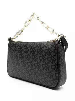Сумка-тоут с монограммой DKNY, черный