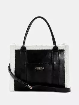 Сумка-тоут с отделкой из овчины Biscoe Guess Factory, черный