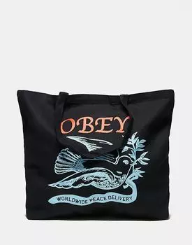 Сумка-тоут с принтом «голубь мира» черного цвета Obey