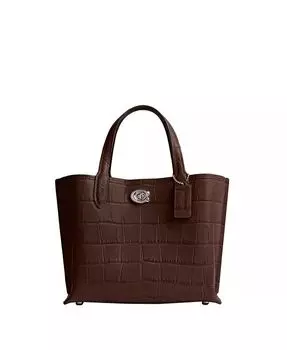 Сумка-тоут с тиснением Croc Willow 24 Coach, коричневый