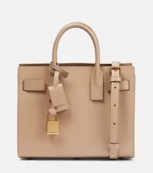 Сумка-тоут sac de jour из нанокожи Saint Laurent, бежевый