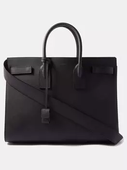Сумка-тоут sac de jour из зерненой кожи Saint Laurent, черный