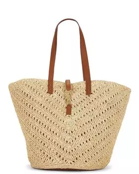 Сумка-тоут Saint Laurent Large Panier, цвет Natural & Brick