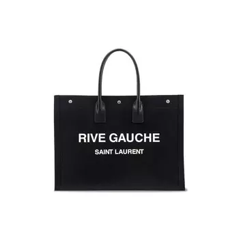 Сумка-тоут Saint Laurent Rive Gauche Lino Legend Large Tote Bag, черный/белый