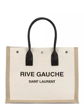 Сумка-тоут Saint Laurent Small Rive Gauche, цвет Greggio & Naturale