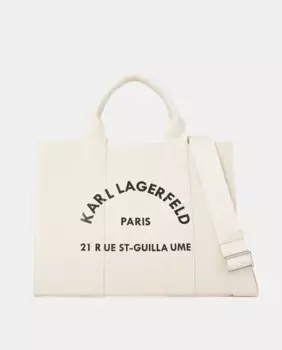 Сумка-тоут среднего размера из натурального дерева с логотипом спереди Karl Lagerfeld, натуральный