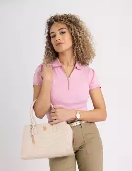 Сумка U.S. Polo Assn Quilted V Satchel With Crossbody Strap, бежевый