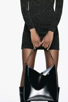 Сумка-ведорог через плечо ZARA, черный