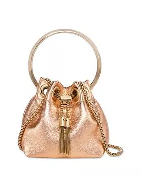Сумка-ведро Bon Bon Micro с эффектом металлик Jimmy Choo, цвет Pink