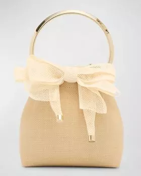 Сумка-ведро Bon Bon с бантом Jimmy Choo, цвет Natural Mix