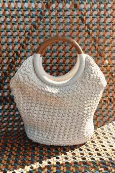 Сумка-ведро из макраме ZARA, экрю